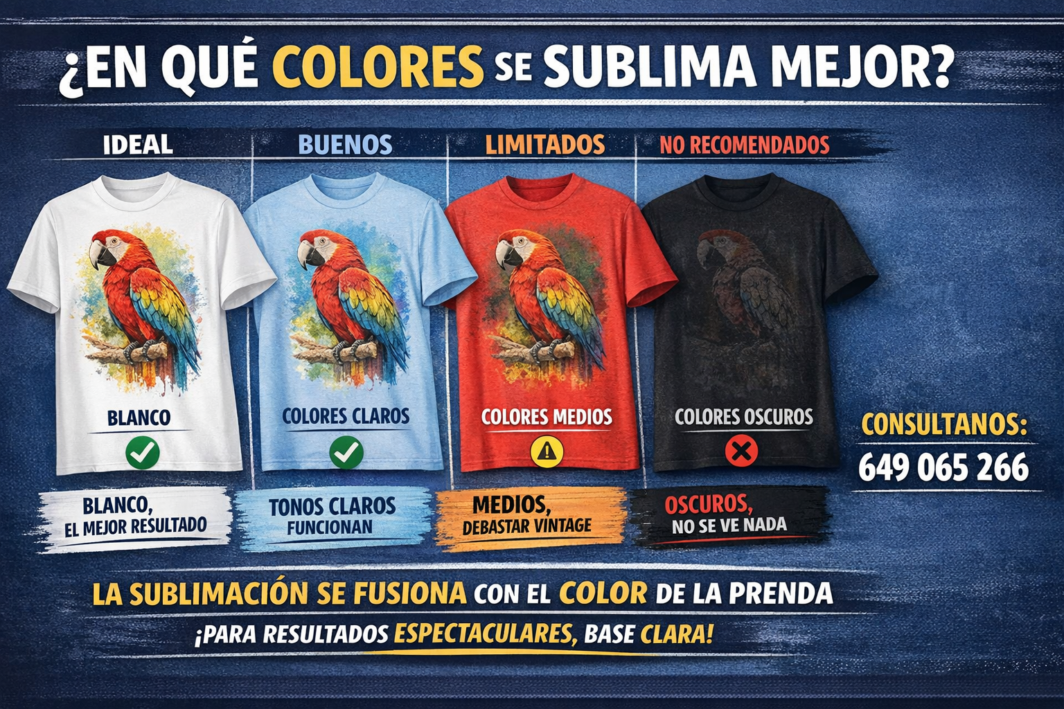 En qué Colores funciona la sublimación